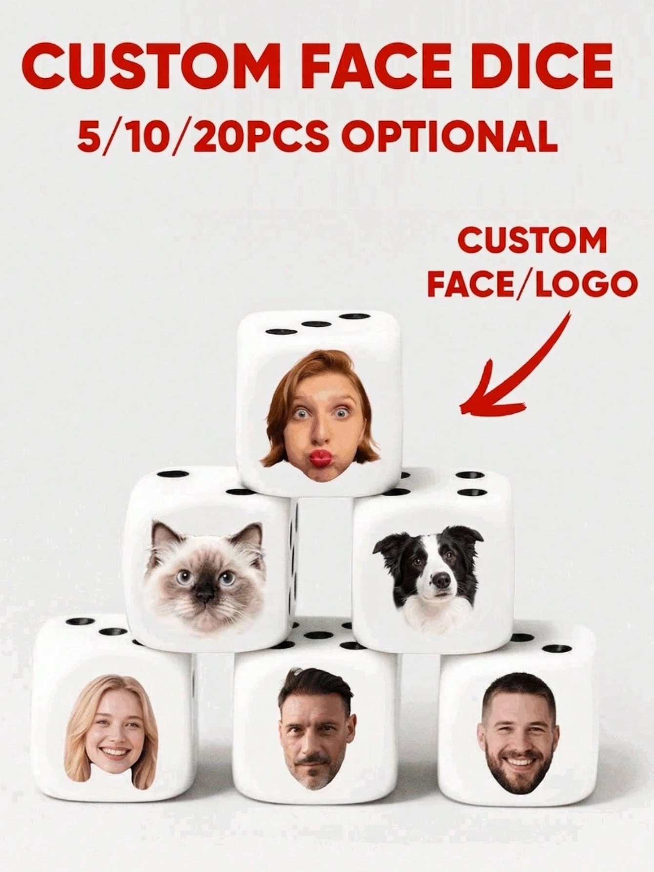 Party Games Event - Dés à visage personnalisé, dés de