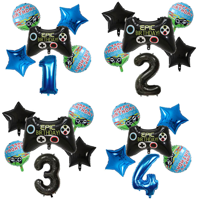 Party Games Kids Birthday - 6 Ballons en Aluminium Hélium Manette